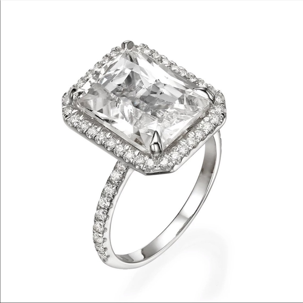 New Square Cut 925 Sterling Silver Diamond Ring - Picture 4 of 6
